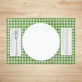 Aperturee - Aperturee Bright Green White Plaid Dining Set of 4 Placemats